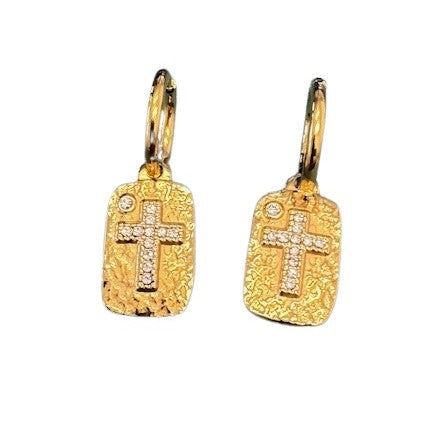 Hammered Cross Earrings