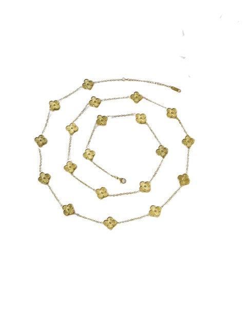 Long Gold Quatrefoil Necklace