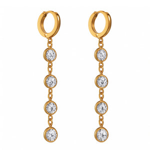 Long Drop Bezel Earrings