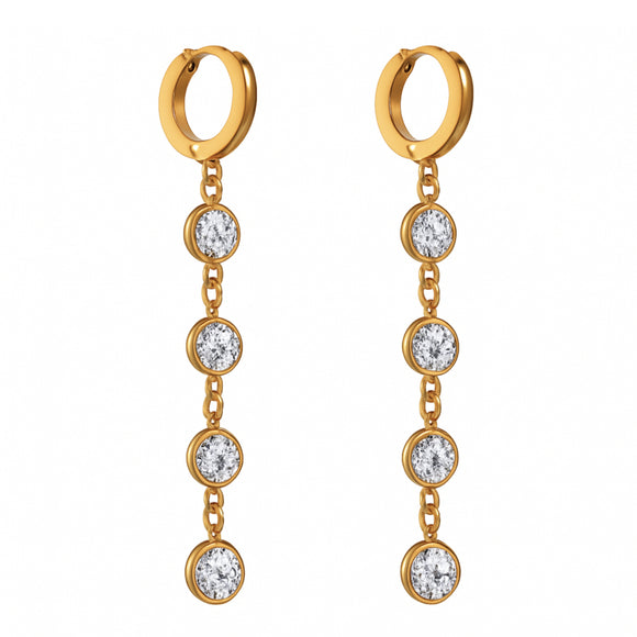 Long Drop Bezel Earrings