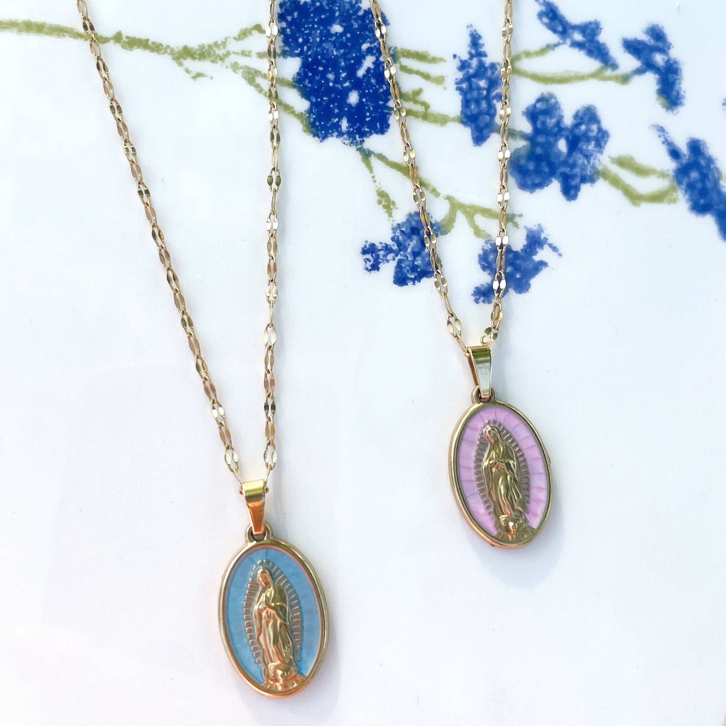 Our Lady of Guadalupe Pink Pendent Necklace
