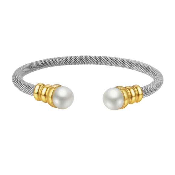 Mesh Pearl Bracelet Silver