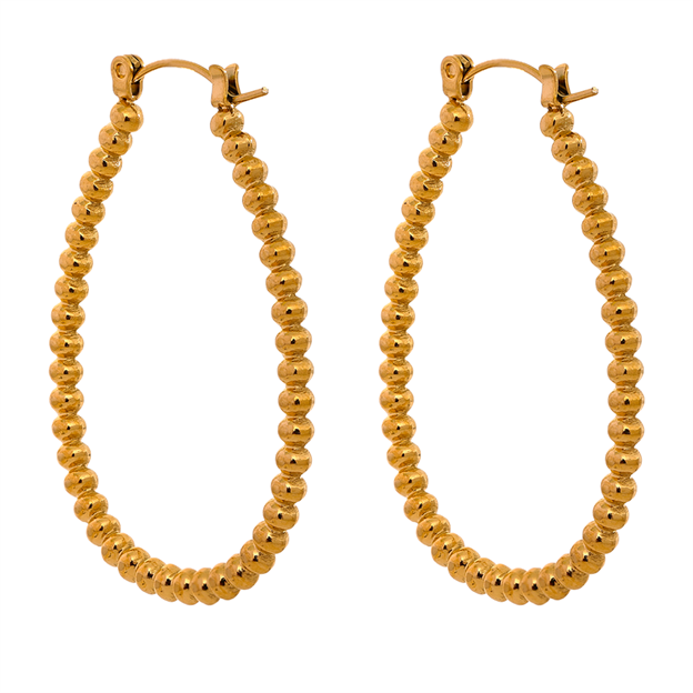 Gold Beaded Hoop Earring