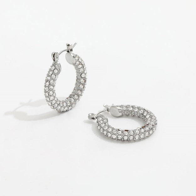 Pave Silver Hoop
