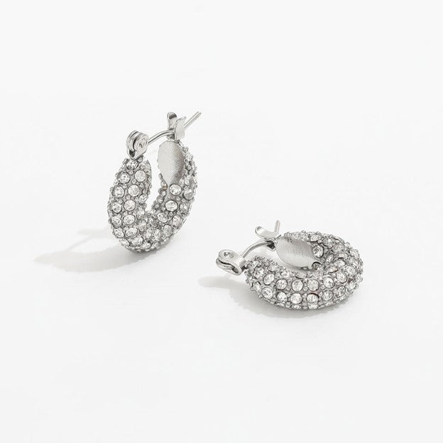 Pave Silver Hoop