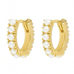 Pearl Power Huggie Earrings