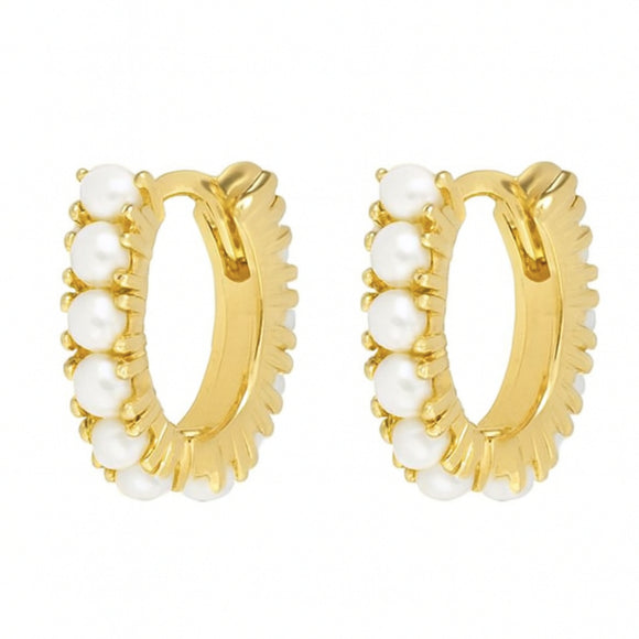 Pearl Power Huggie Earrings