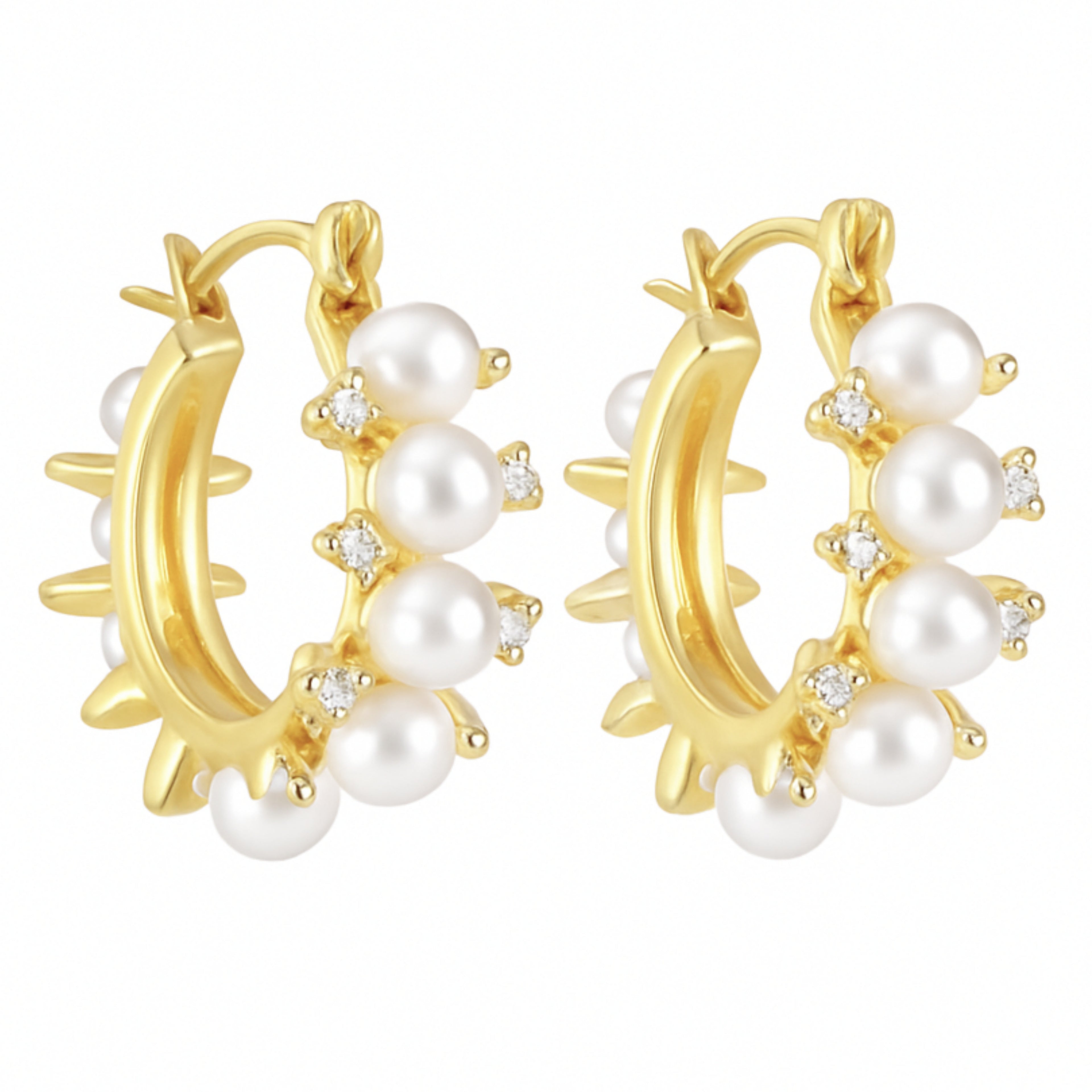 Pearl Sparkle Hoops Gold