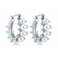 Pearl Sparkle Hoops Silver