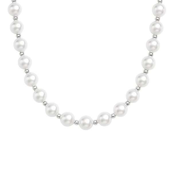 PRY シュウト　 Silver & White Pearl Necklace Pearl and Silver Bead Necklace – Aubrey Adele