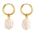 Rainbow Freshwater Pearl Hoop Earrings
