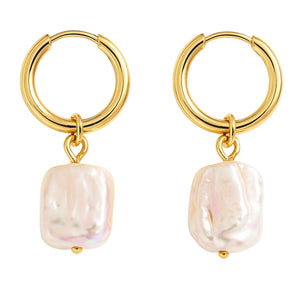 Rainbow Freshwater Pearl Hoop Earrings