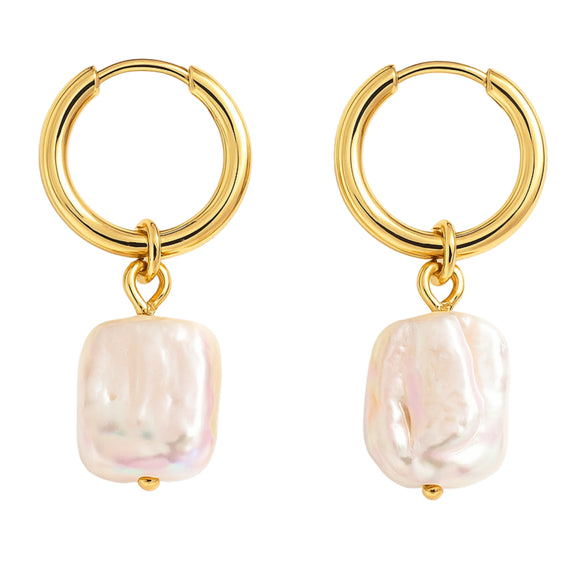 Rainbow Freshwater Pearl Hoop Earrings