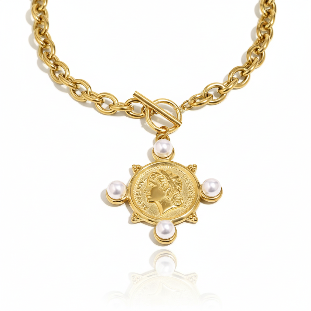 Royal Pearl Medallion Necklace