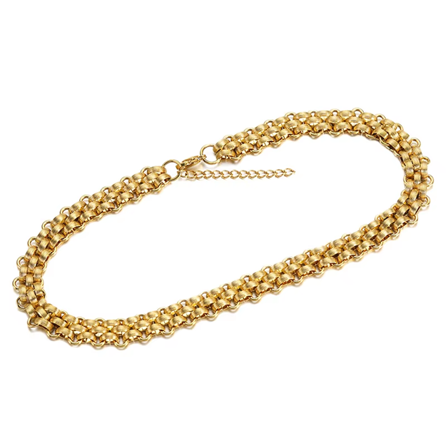 Satin Basket Weave Gold Necklace