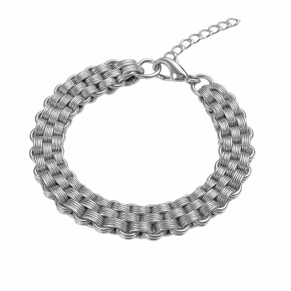 Satin Basket Weave Bracelet Silver