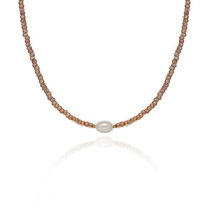 Pearl with Smoky Glass Necklace