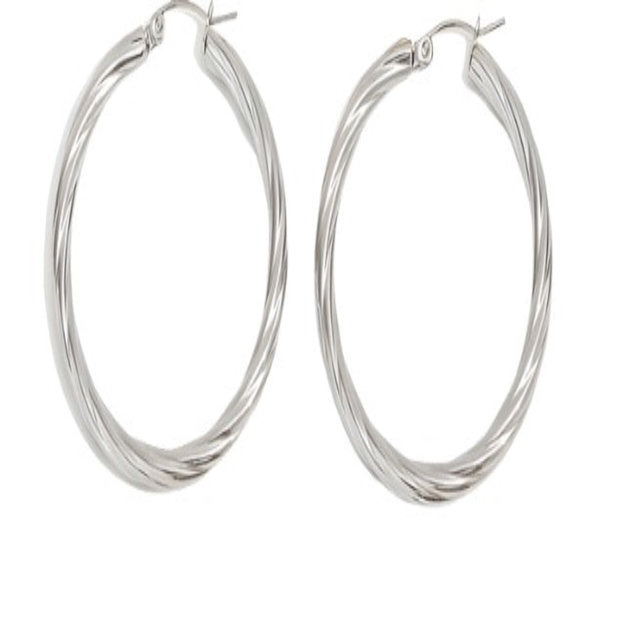 twisted silver hoops