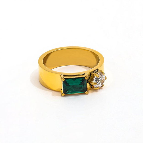 Two Stone Ring - Green