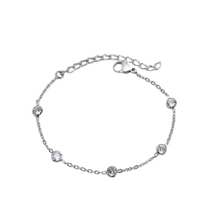 Diamond (Simulated)  Bezel Bracelet-Silver