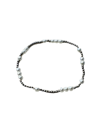 2mm Silver & 3mm Pearl Bracelet