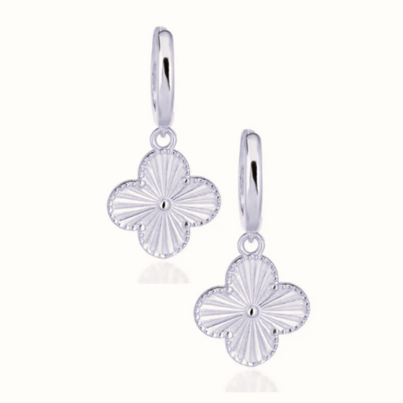 Quatrefoil Charm Silver Earrings