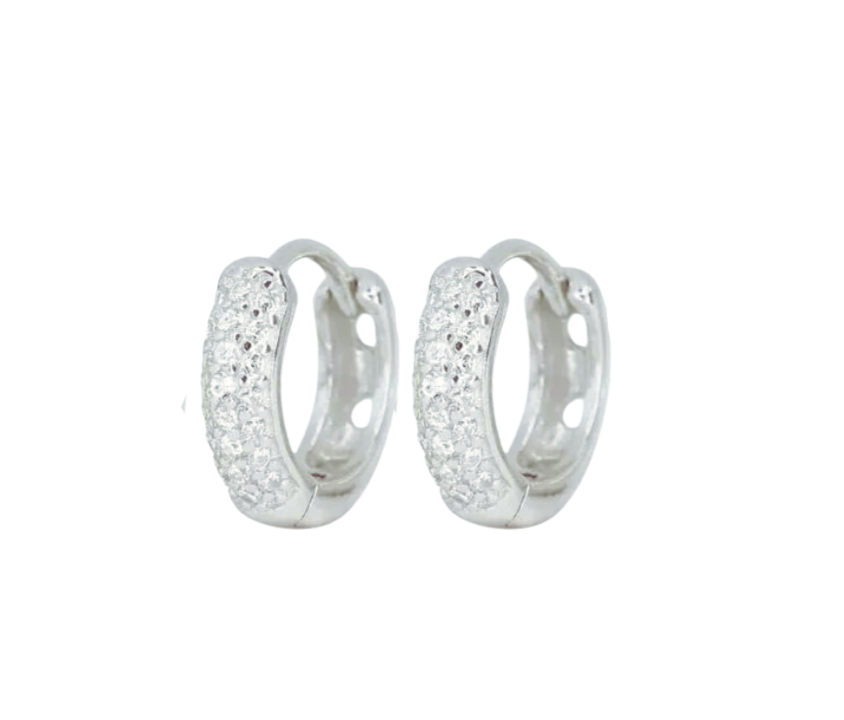 Pave Bling Huggie - silver