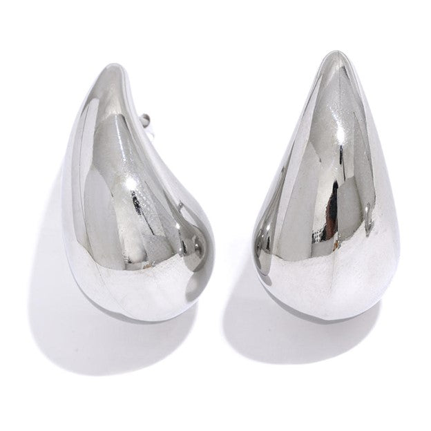 Water Drop Hoop Silver
