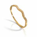 Gold plated wave bangle with crystal inlay, 18k gold stainless steel waterproof curved bracelet for women
