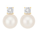 White Pearl Gold Earrings