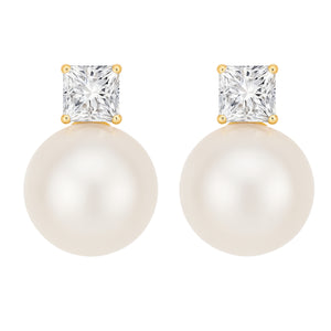White Pearl Gold Earrings