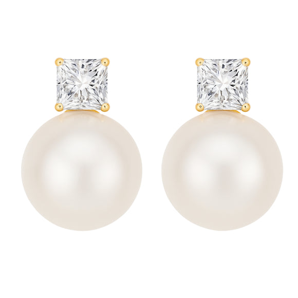 White Pearl Gold Earrings