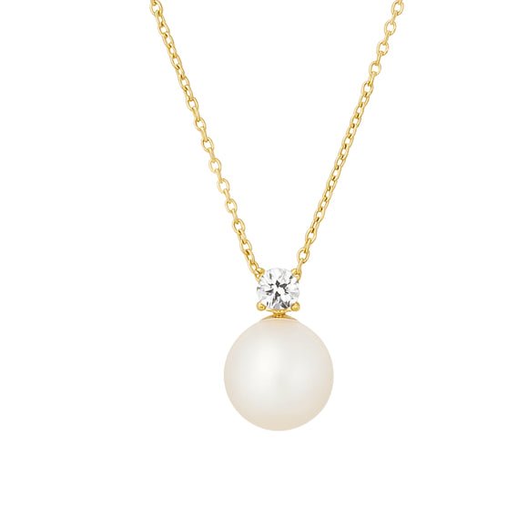 White Pearl Necklace Gold