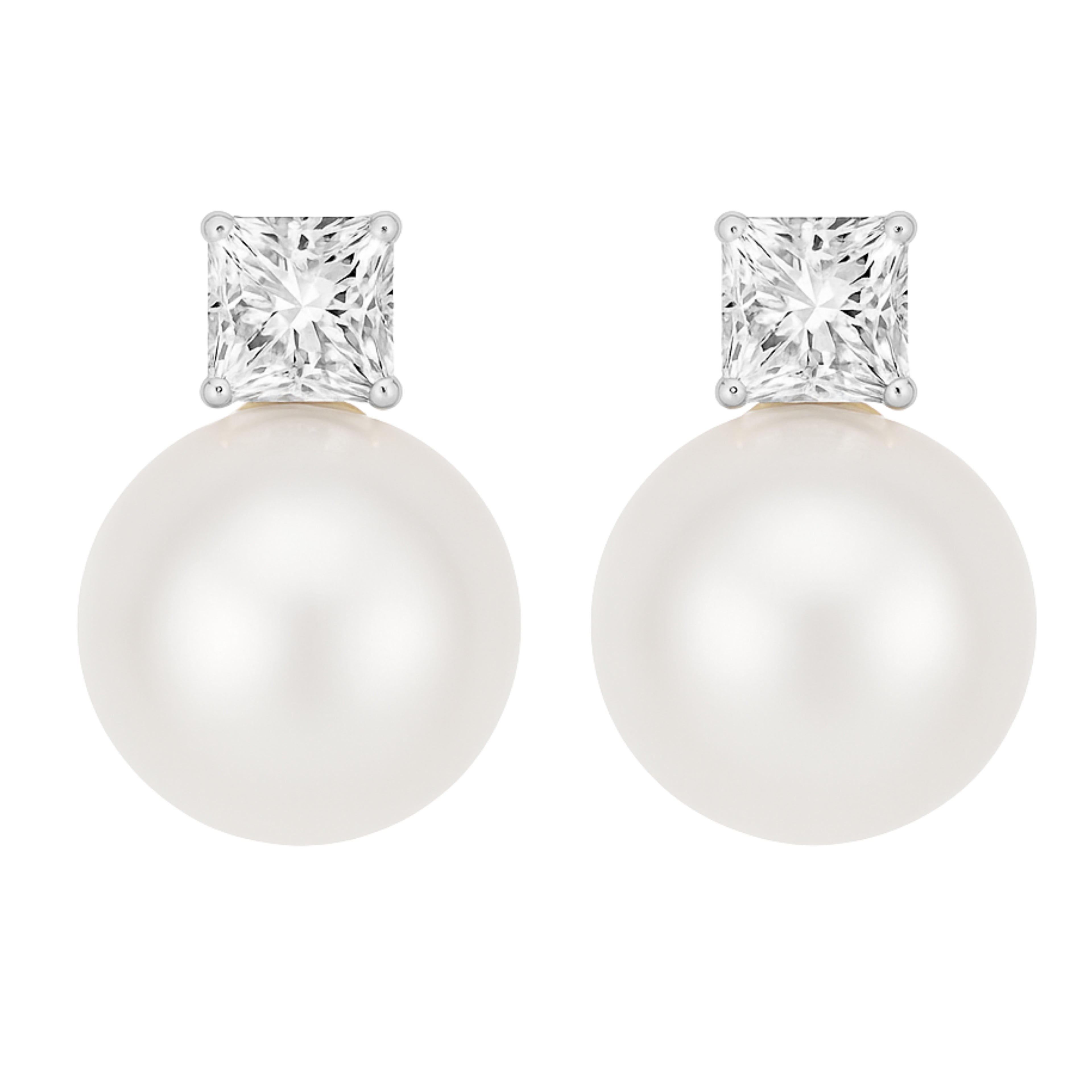 White Pearl Silver Earrings