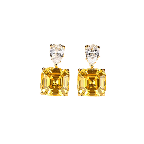 Yellow Asscher Earrings