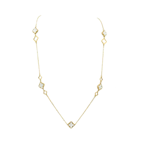 Quatrefoil Mother of Pearl Long Necklace