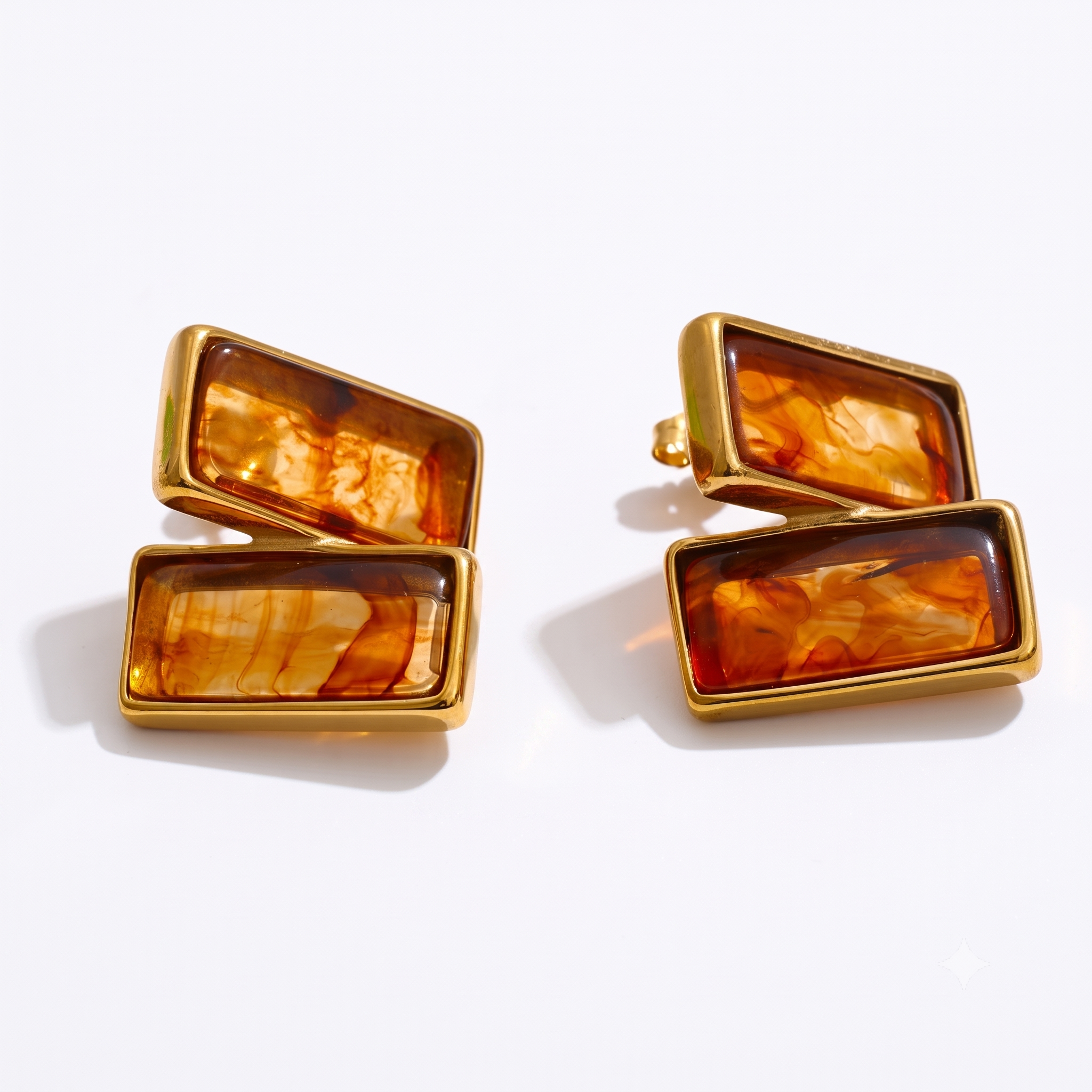 brown marbled earrings