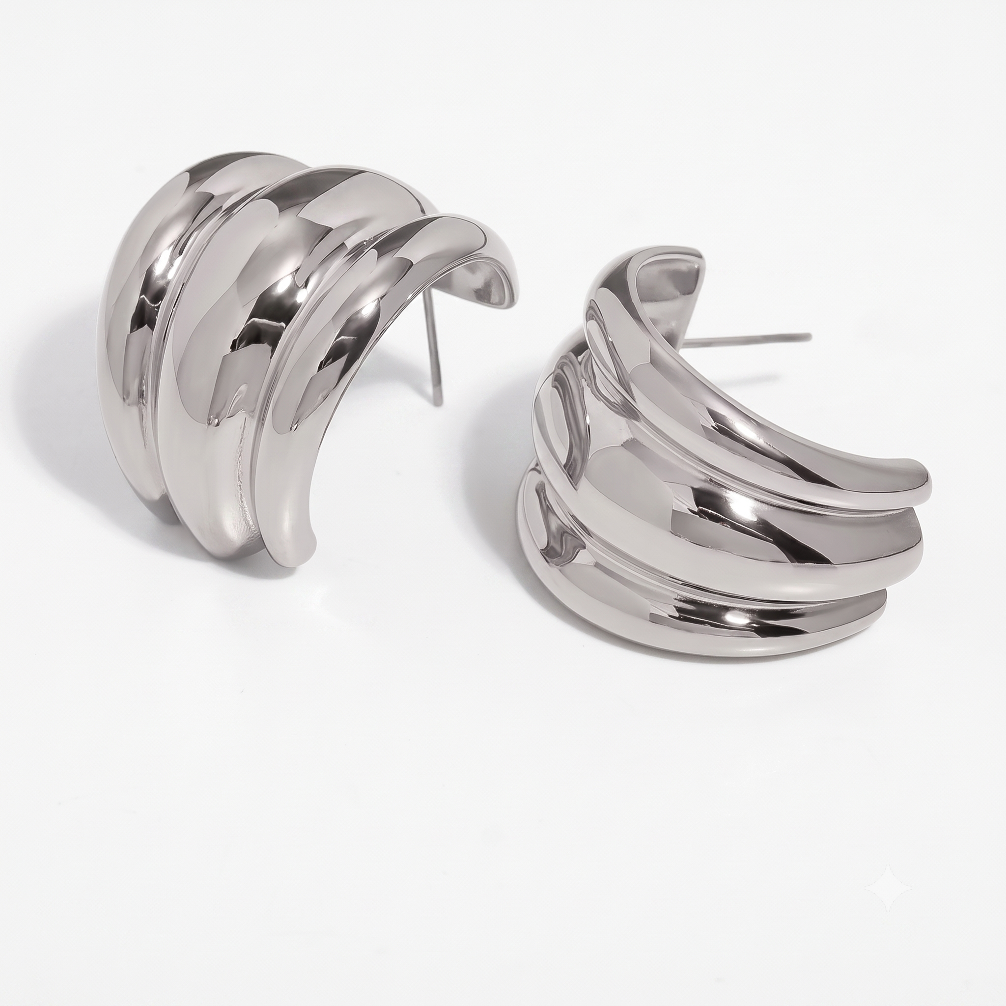 silver chunky earrings