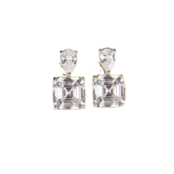 Clear Asscher Earrings