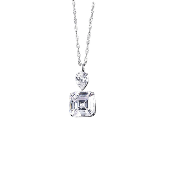 Clear Asscher Cut Necklace