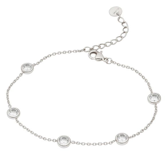 Diamond (Simulated)  Bezel Bracelet-Silver