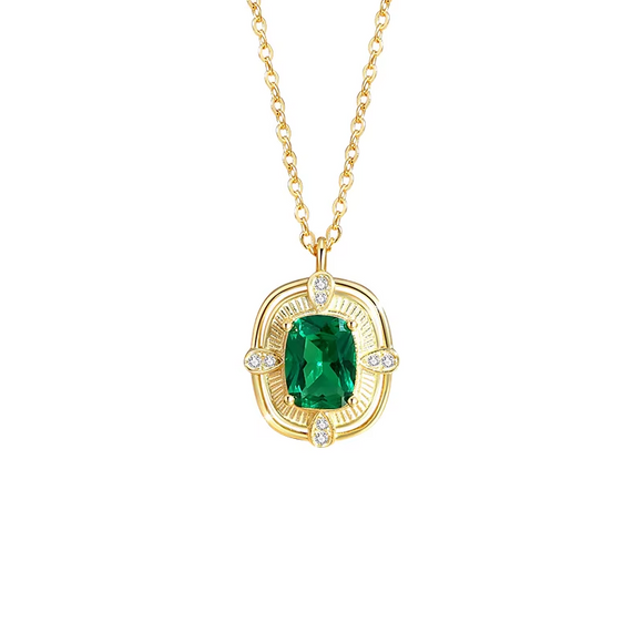 Emerald Green Shield Necklace