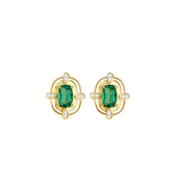 Emerald Green Shield Earrings