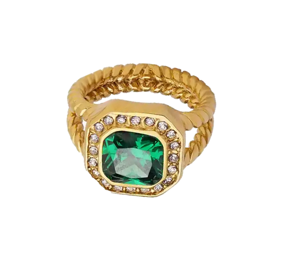 Emerald Green Rope Ring