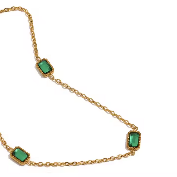 Emerald Green Station Necklace