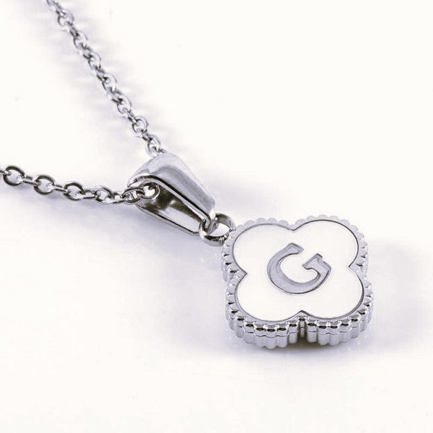 Quatrefoil Silver Initials
