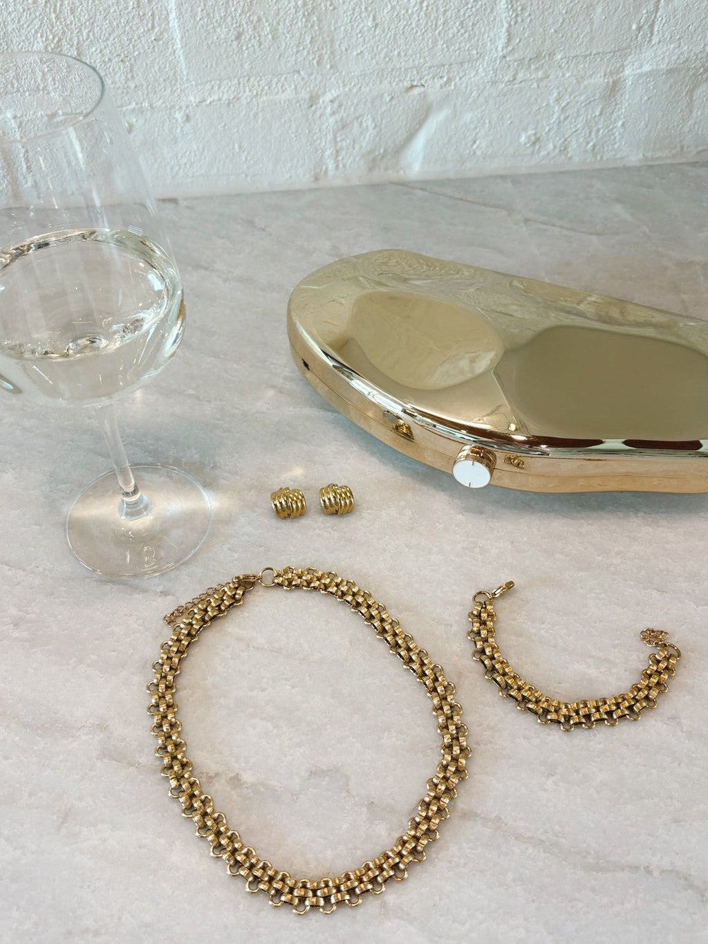 gold water proof necklace and bracelet