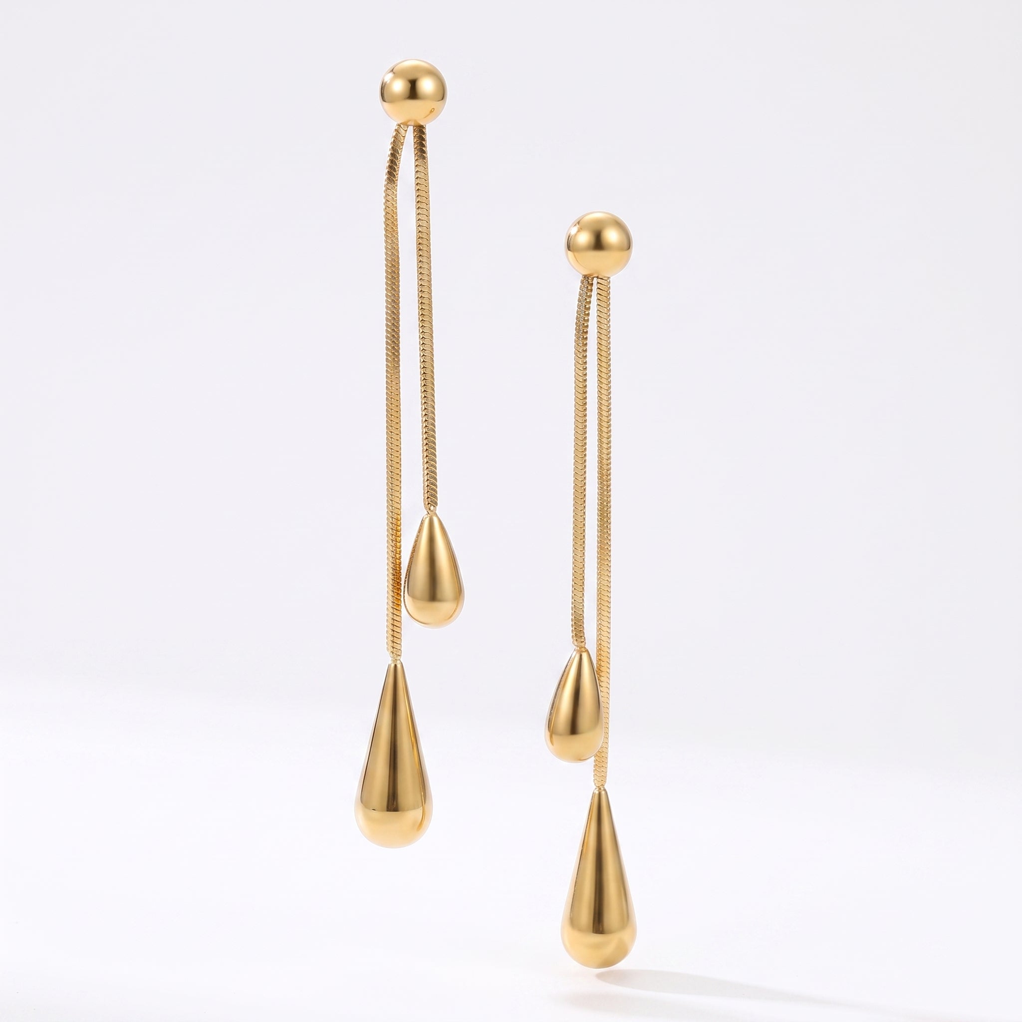 gold waterproof tassel earrings