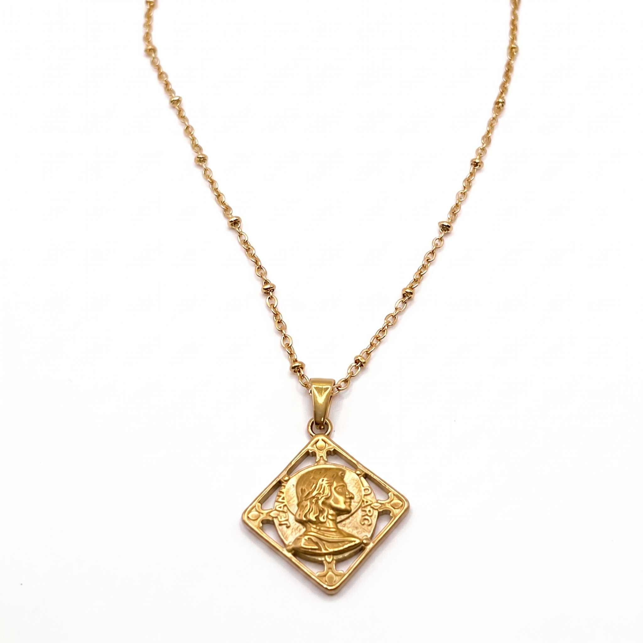 gold joan of arc necklace