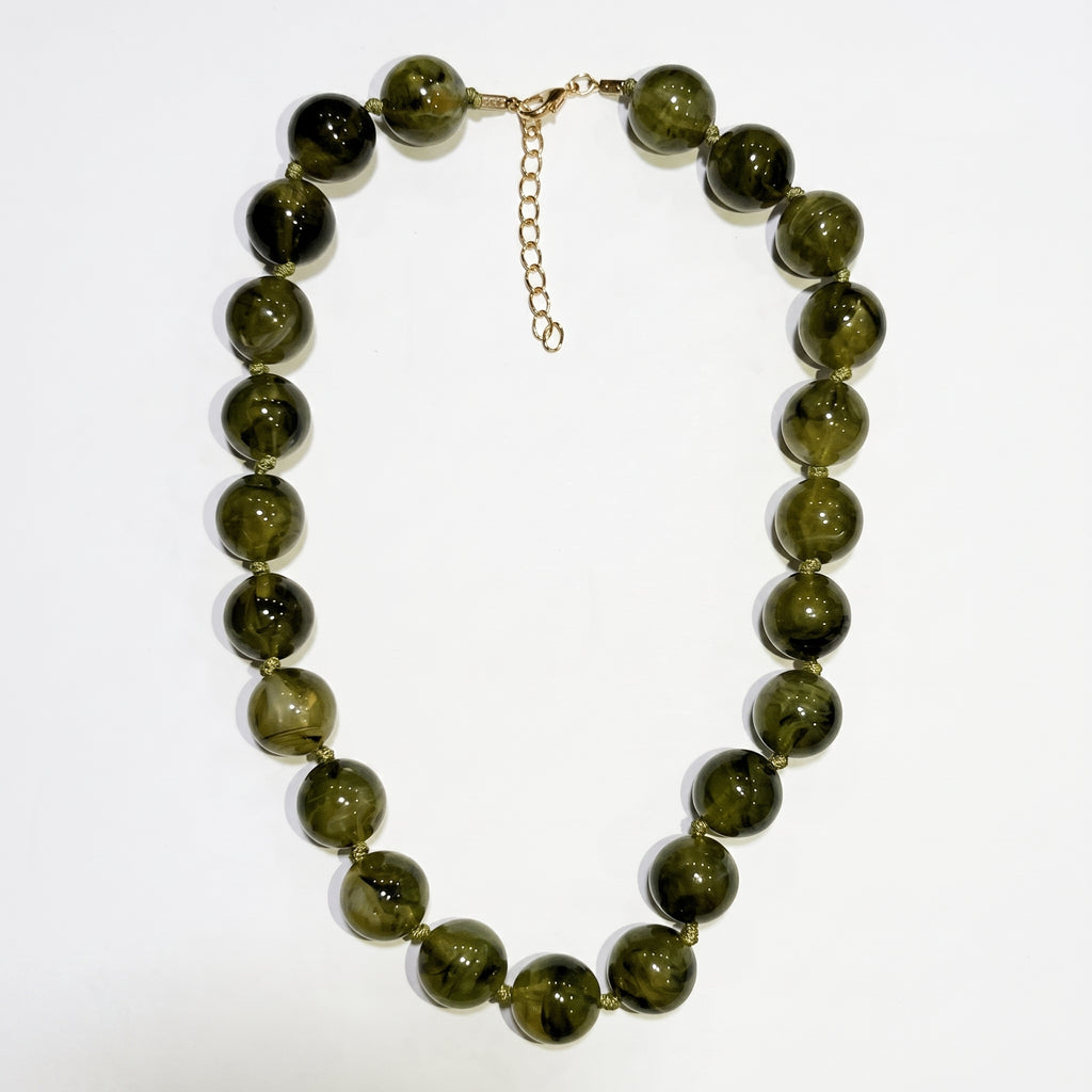 green bauble bar necklace